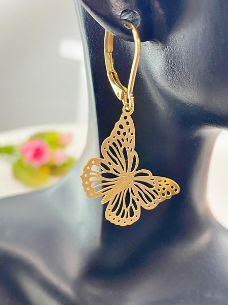 Gold Butterfly Charm Earrings, N5966