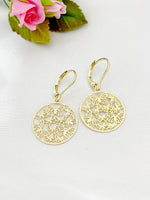 Gold Round Butterfly Charm Earrings, N59668
