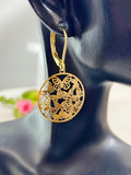 Gold Round Butterfly Charm Earrings, N59668