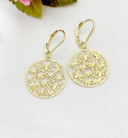 Gold Round Butterfly Charm Earrings, N59668
