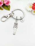 Silver Skeleton Charm Keychain, Personalized Initial Keychain, N449B
