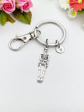 Silver Skeleton Charm Keychain, Personalized Initial Keychain, N449B