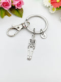 Silver Skeleton Charm Keychain, Personalized Initial Keychain, N449B