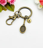 Bronze Tennis Racquet Charm Keychain, N5969
