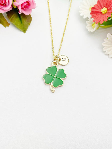 Gold Clover Charm Necklace, Shamrock Charm Necklace, N1047