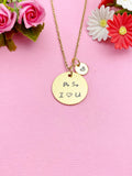 PS I Love You Necklace, Gold PS. I Heart U Charm, Boyfriends Girlfriend Valentine Gifts, Anniversary Gifts, Love Jewelry, N1102A