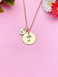 Gold or Silver Water Lily Lotus Charm Necklace, July Birth Flower Gift, N3831