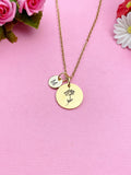 Gold or Silver Water Lily Lotus Charm Necklace, July Birth Flower Gift, N3831