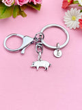Silver or Gold Pig Charm Keychain, N1121A