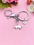 Silver or Gold Pig Charm Keychain, N1121A