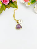 Gold Natural Amethyst Charm Necklace, N3446