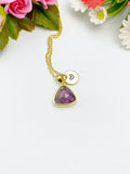 Gold Natural Amethyst Charm Necklace, N3446