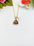 Gold Natural Amethyst Charm Necklace, N3446