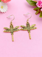 Gold or Silver Dragonfly Charm Earrings, N56A