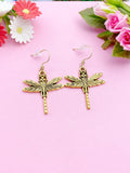 Gold or Silver Dragonfly Charm Earrings, N56A