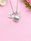 Laptop Charm Necklace, Happy Retirement Gift, Initial Charm