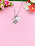 Silver Tennis Racket Charm Necklace, Personalized Initial