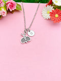Silver Tennis Racket Charm Necklace, Personalized Initial