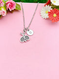 Silver Tennis Racket Charm Necklace, Personalized Initial
