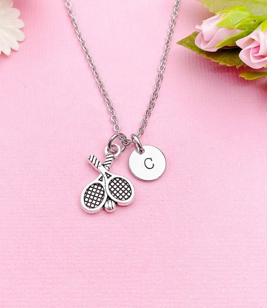 Silver Tennis Charm Necklace, Tennis Racket Charm, Sport Charm, Sport Gift, Personalized Gift, N716D