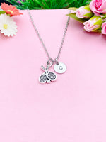 Silver Tennis Charm Necklace, Tennis Racket Charm, Sport Charm, Sport Gift, Personalized Gift, N716D