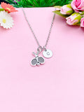 Silver Tennis Racket Charm Necklace, Personalized Initial
