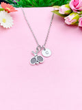 Silver Tennis Racket Charm Necklace, Personalized Initial