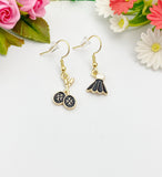 Gold Badminton Earrings, Bat Racket Earrings, Birdie, Shuttlecock Charm, Sport Gift, N3285