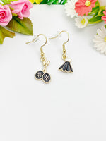 Gold Badminton Earrings, Bat Racket Earrings, Birdie, Shuttlecock Charm, Sport Gift, N3285
