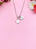Silver Star Charm Necklace, Star Charm, Personized Initial Necklace, N5004