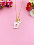 Gold Ace of Clubs Charm Necklace, Pink Ace of Clubs Playing Card Jewelry Gifts, N5893A
