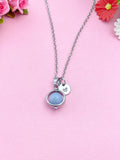 Gold Natural Angelite Necklace, Natural Gemstone Jewelry, Spinner, N5949A