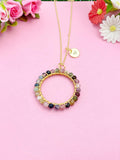 Gold Tourmaline Necklace, Natural Gemstone Jewelry N4230