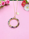 Gold Tourmaline Necklace, Natural Gemstone Jewelry N4230