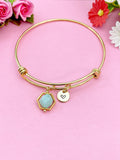 Gold Natural Jade Star Cut Charm Bracelet, Natural Gemstone Jewelry, N3962