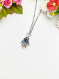 Hamsa Necklace, Evil Eye Necklace, Kabbalah Necklace, Hamsa Charm, Lucky Necklace, N3671A