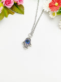 Hamsa Necklace, Evil Eye Necklace, Kabbalah Necklace, Hamsa Charm, Lucky Necklace, N3671A
