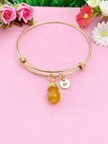 Agate Bracelet, Orange Natural Agate Gemstone Jewelry, Simple Gold Bracelet, N5067