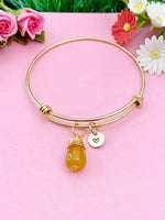 Agate Bracelet, Orange Natural Agate Gemstone Jewelry, Simple Gold Bracelet, N5067