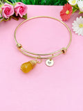 Agate Bracelet, Orange Natural Agate Gemstone Jewelry, Simple Gold Bracelet, N5067