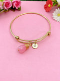Agate Bracelet, Pink Natural Agate Gemstone Jewelry, Simple Gold Bracelet, N5069