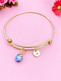 Gold Natural Blue Spot Jasper Charm Bracelet, N2798A