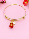 Agate Bracelet Bangle, Red Natural Agate Gemstone Jewelry, N5064