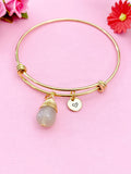 Agate Bracelet, Gray Natural Agate Gemstone Jewelry, Simple Gold Bracelet, N5066