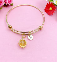 Gold Citrine Bracelet, Natural Gemstone Jewelry, N3959