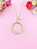 Gold Moonstone Necklace, Natural Gemstone Jewelry, N4231