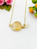 Gold Citrine Necklace, Natural Gemstone Jewelry, November Birthday Gift, N5985