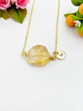 Gold Citrine Necklace, Natural Gemstone Jewelry, November Birthday Gift, N5985
