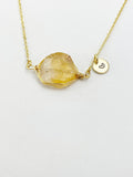 Gold Citrine Necklace, Natural Gemstone Jewelry, November Birthday Gift, N5985