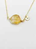 Gold Citrine Necklace, Natural Gemstone Jewelry, November Birthday Gift, N5985